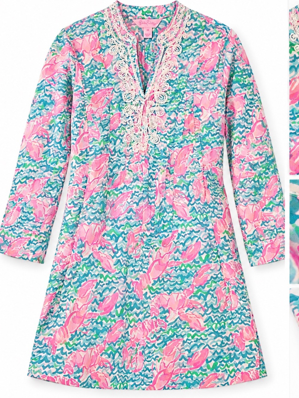 Lilly Pulitzer Pink & Green with beaded design blouse